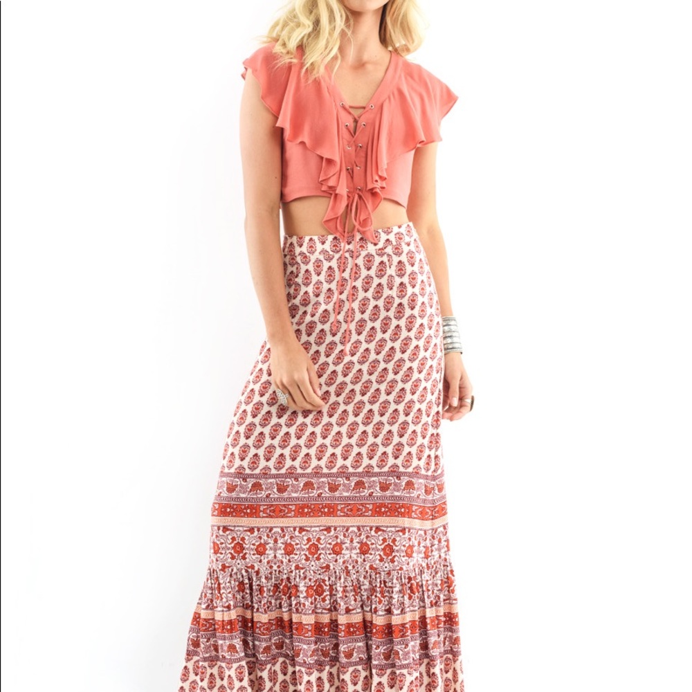 Two piece maxi skirt and crop top